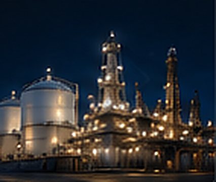 A refinery processing complex lit at night