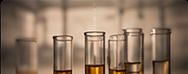 Petroleum product samples in laboratory test tubes
